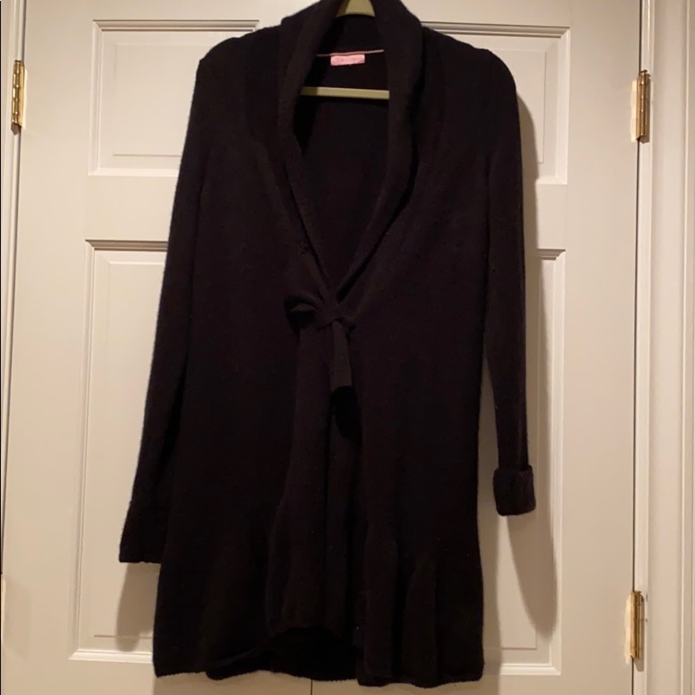 Lilly Pulitizer black cashmere duster sweater sml